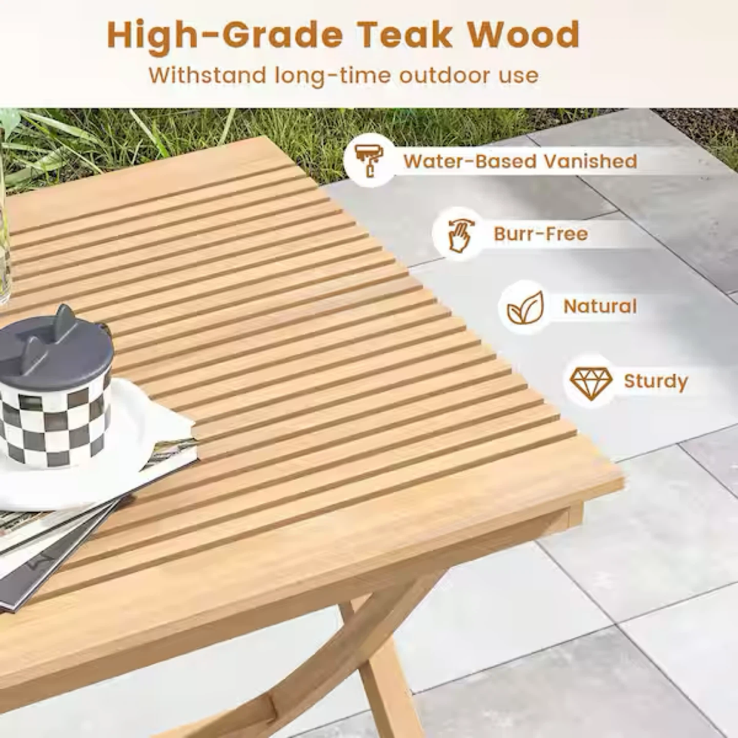 Premium Teak Wood Folding Bistro Table - photo 4