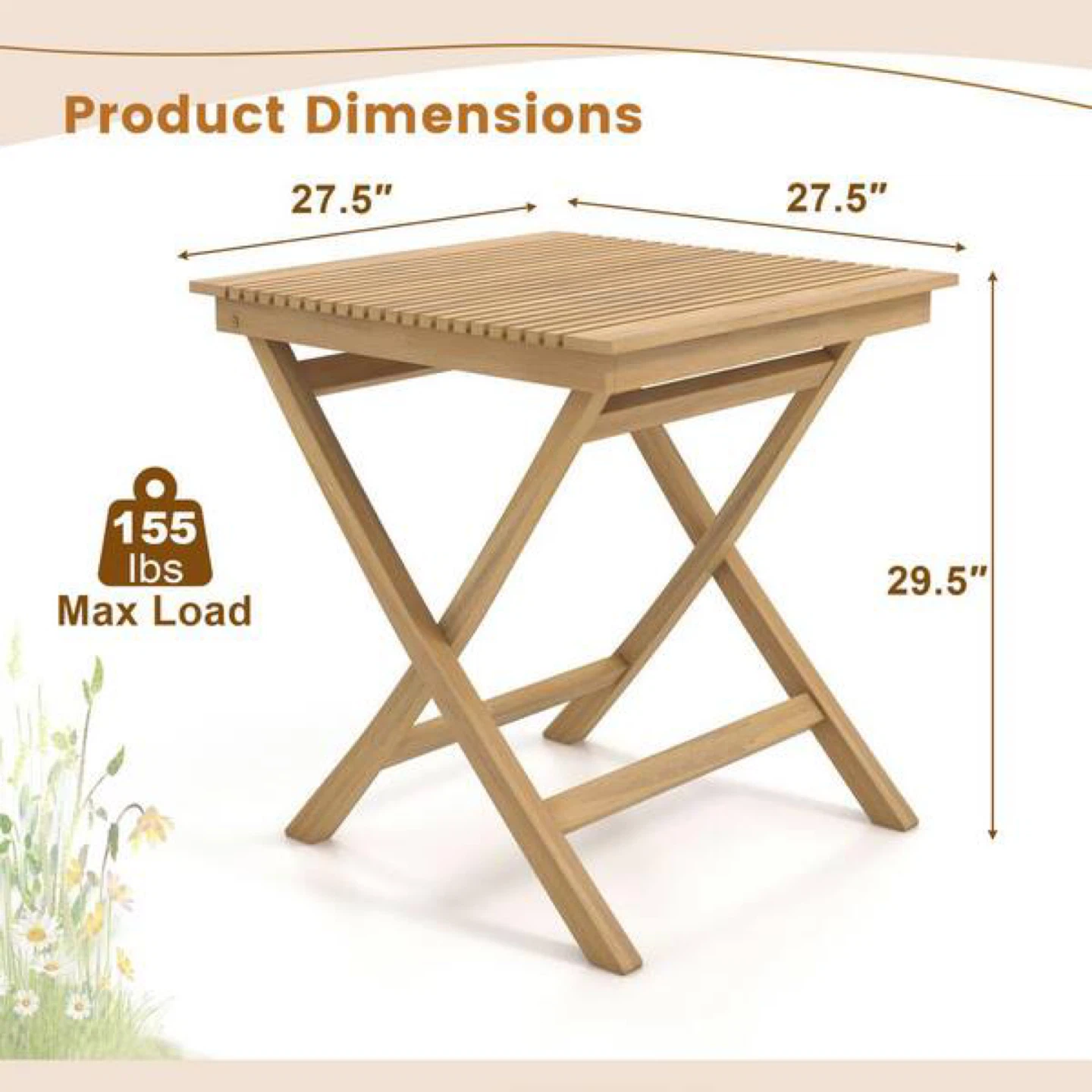 Premium Teak Wood Folding Bistro Table