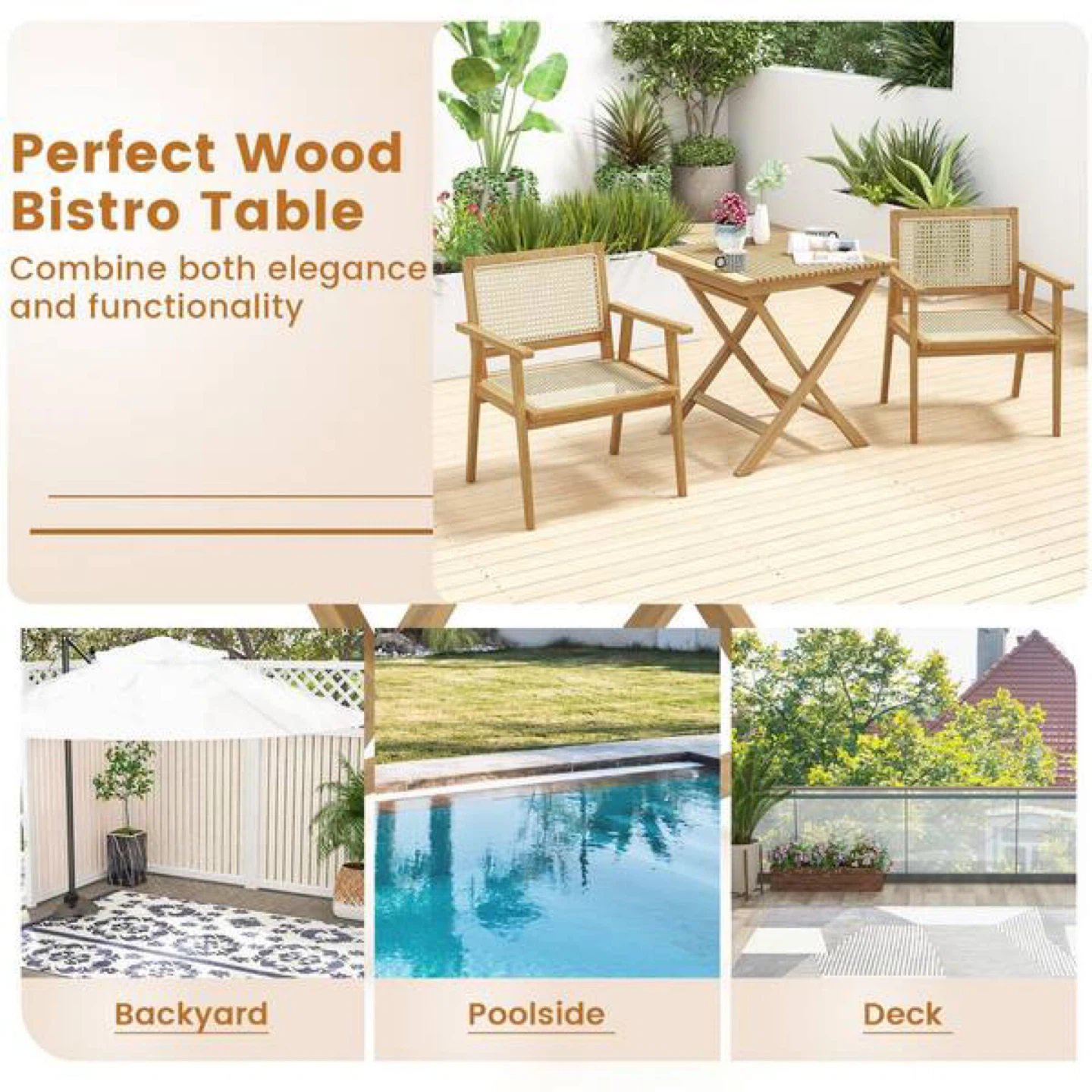 Premium Teak Wood Folding Bistro Table - photo 2