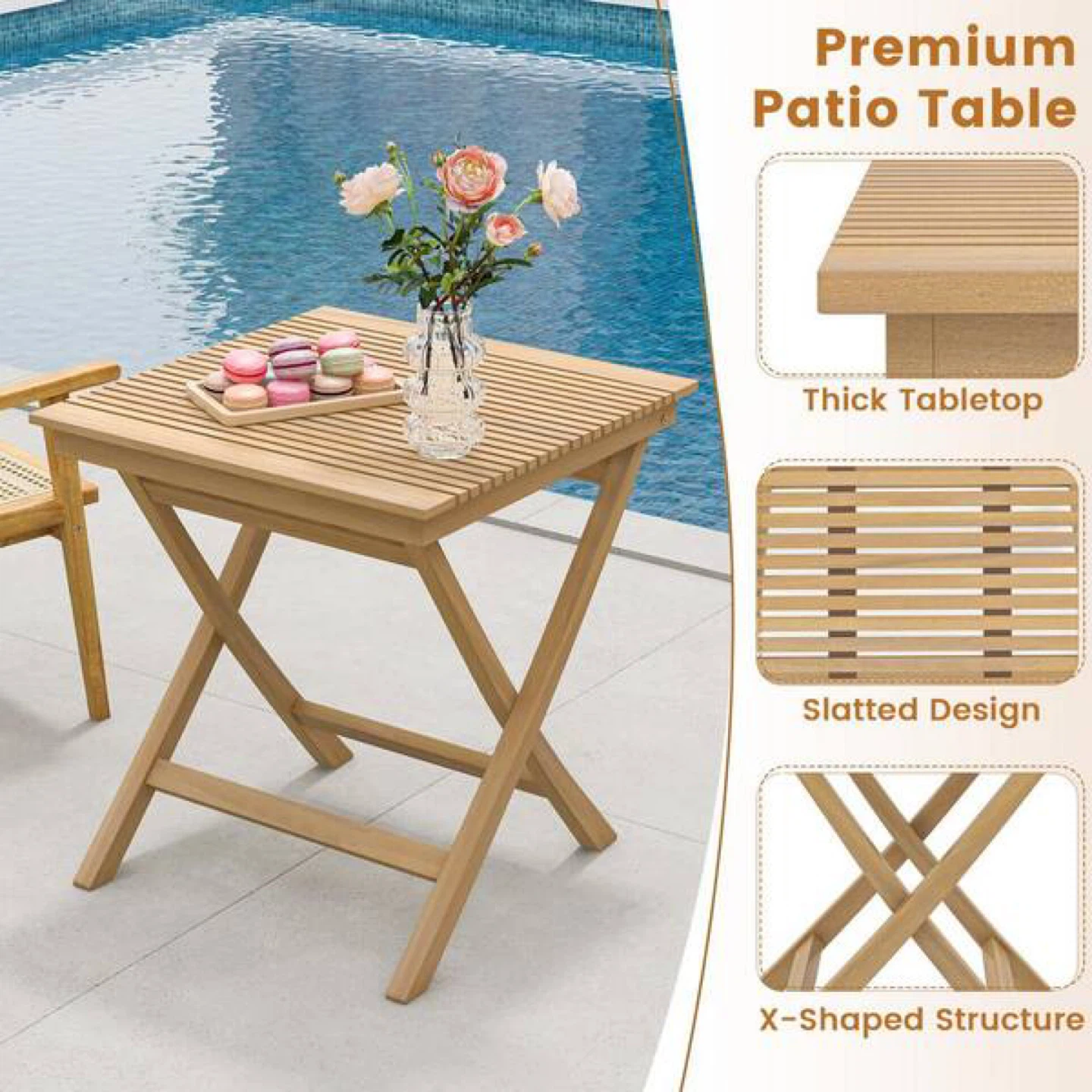 Premium Teak Wood Folding Bistro Table - photo 5