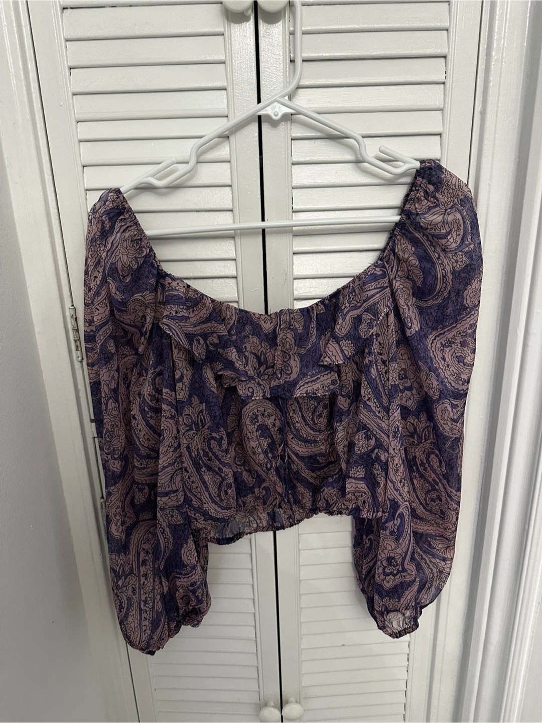 ZARA Paisley Print Off-the-Shoulder Blouse - Size M