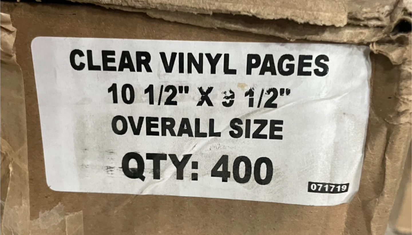 $20 per box Clear Vinyl Pages 10.5" x 9.5" - QTY 400 - photo 4