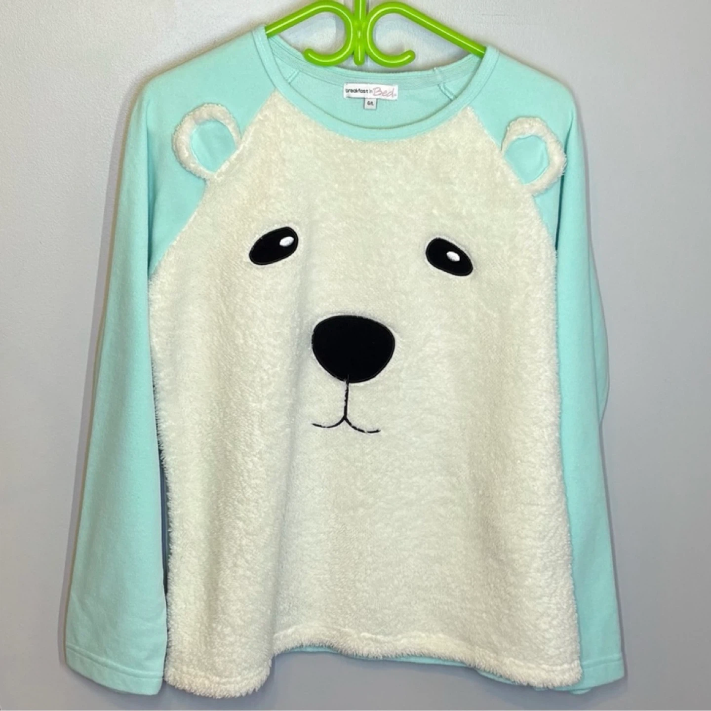 Adorable Breakfast in Bed Polar Bear Fleece Pajama Top Size L - photo 2