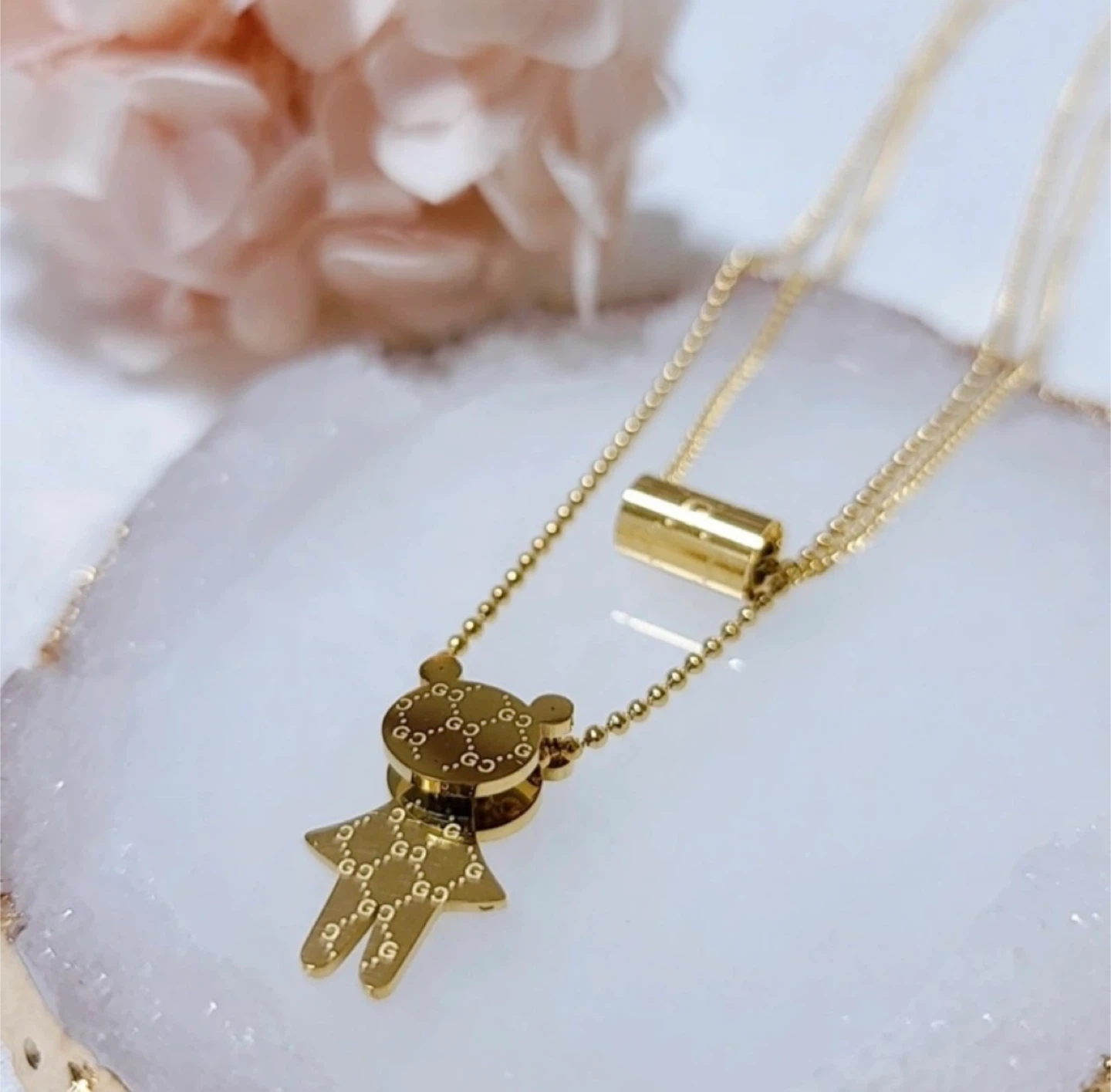Teddy Bear Necklace (Gold/Rosegold)