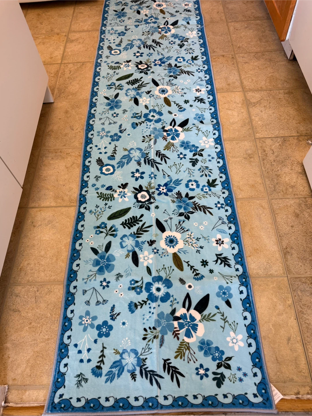 Blue Floral Runner Rug