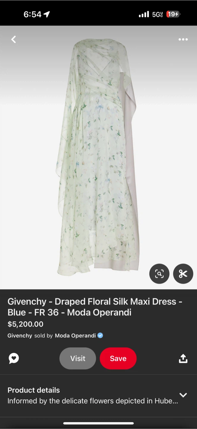 Givenchy Draped Floral Silk Maxi Dress - Blue - photo 3