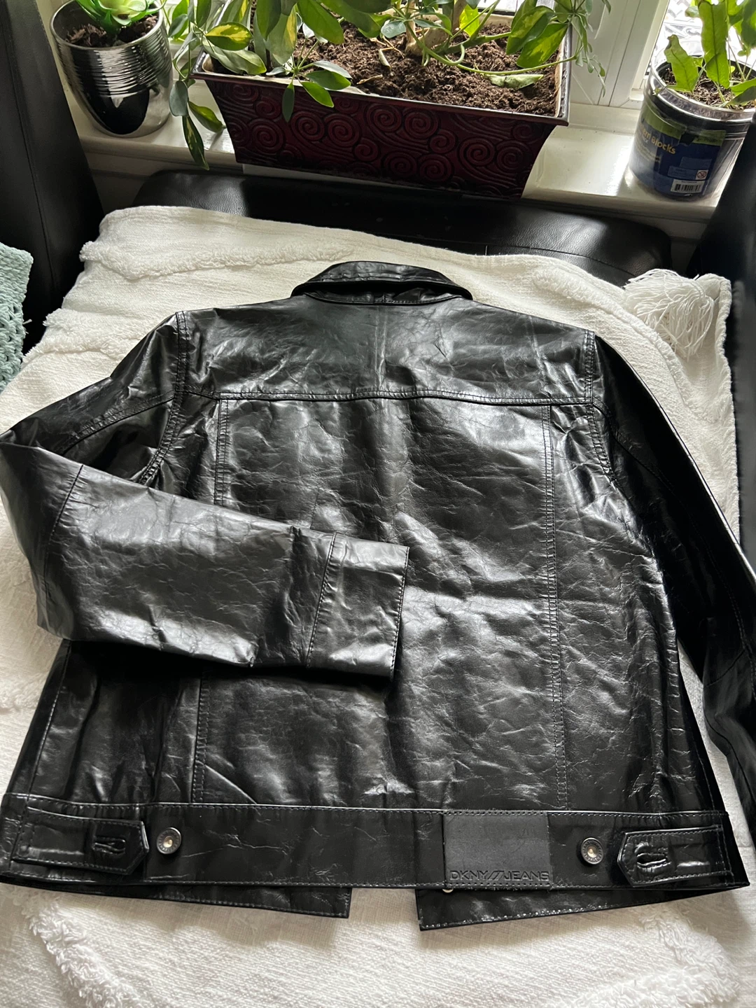 DKNY Jeans Black Faux Leather Jacket - Medium - photo 3