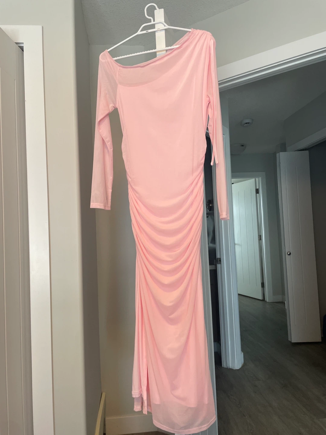 Pink Ruched Mesh Maxi Dress - photo 2