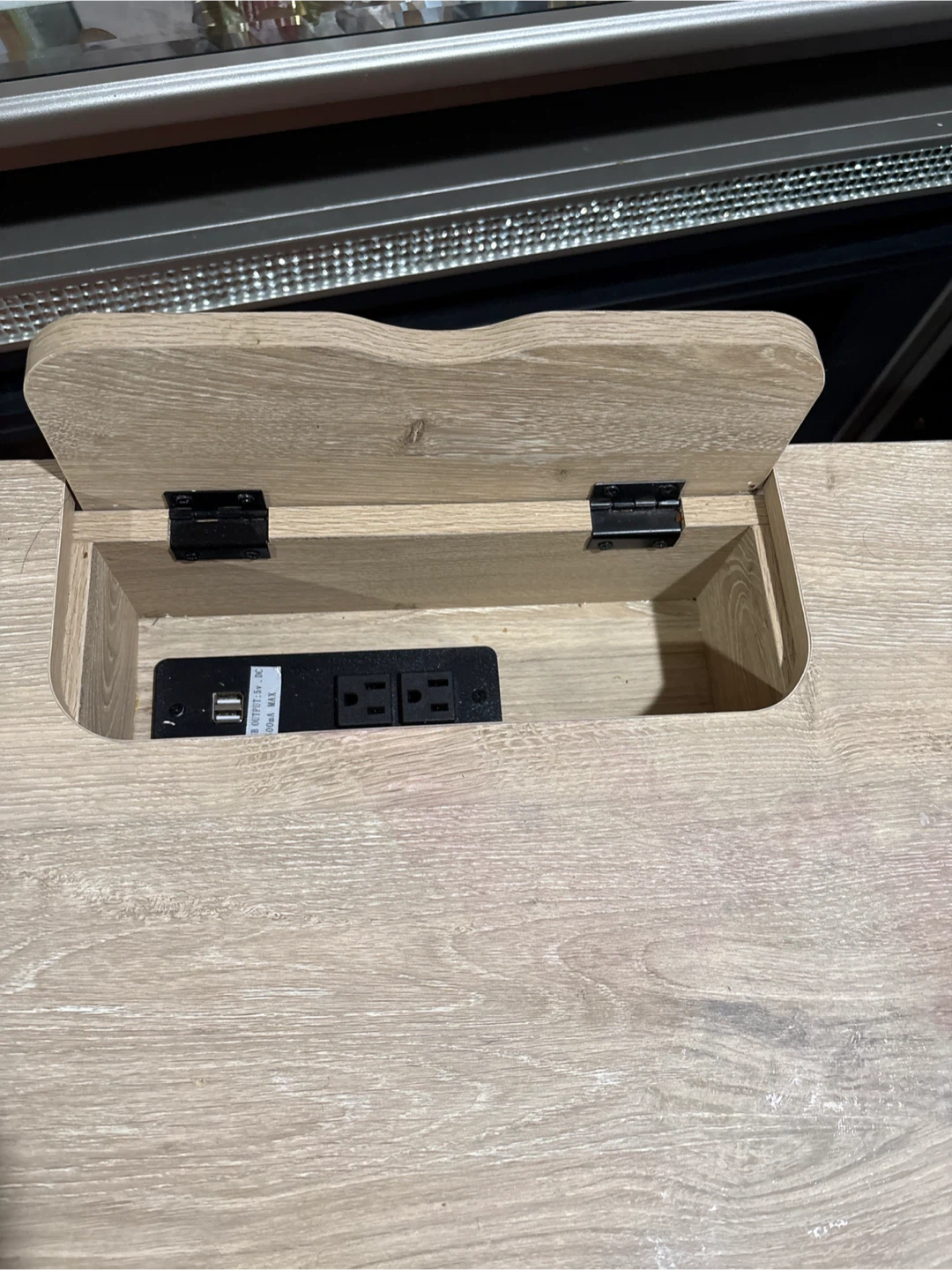 Wood Grain Desk with Built-in Power Outlet - photo 2