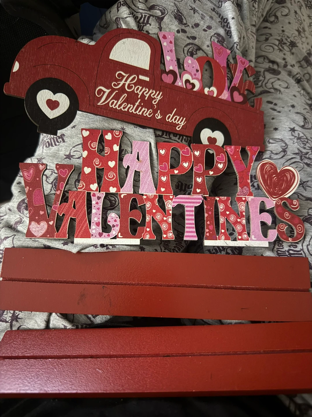 Happy Valentine's Day Wooden Truck and Sign Decor