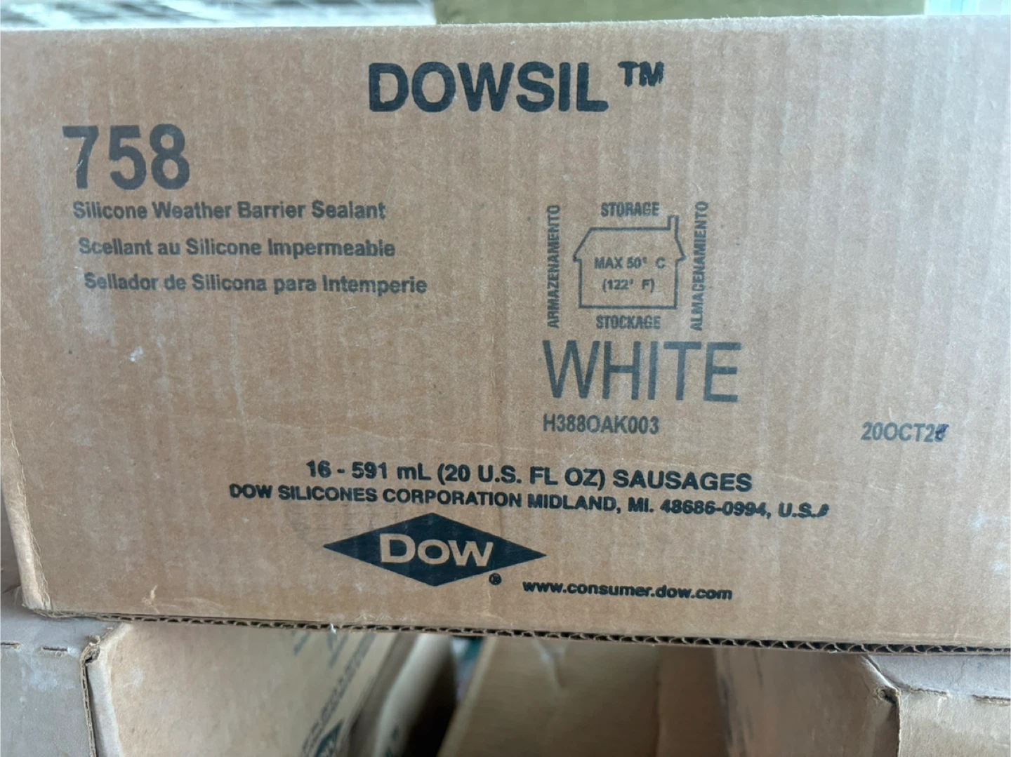 DOWSIL 758 Silicone Weather Barrier Sealant - White