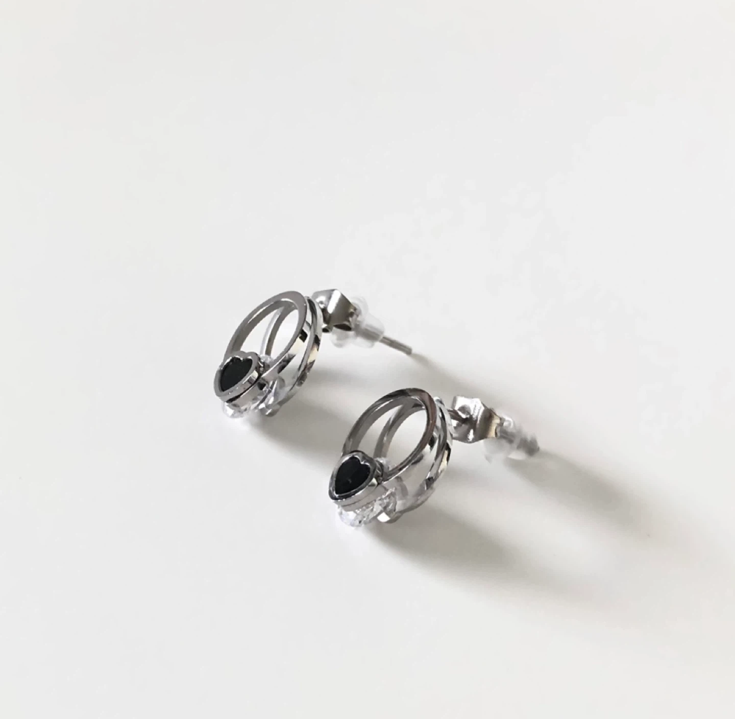 Heart shape Earrings- Silver Tone Heart Studs - photo 2
