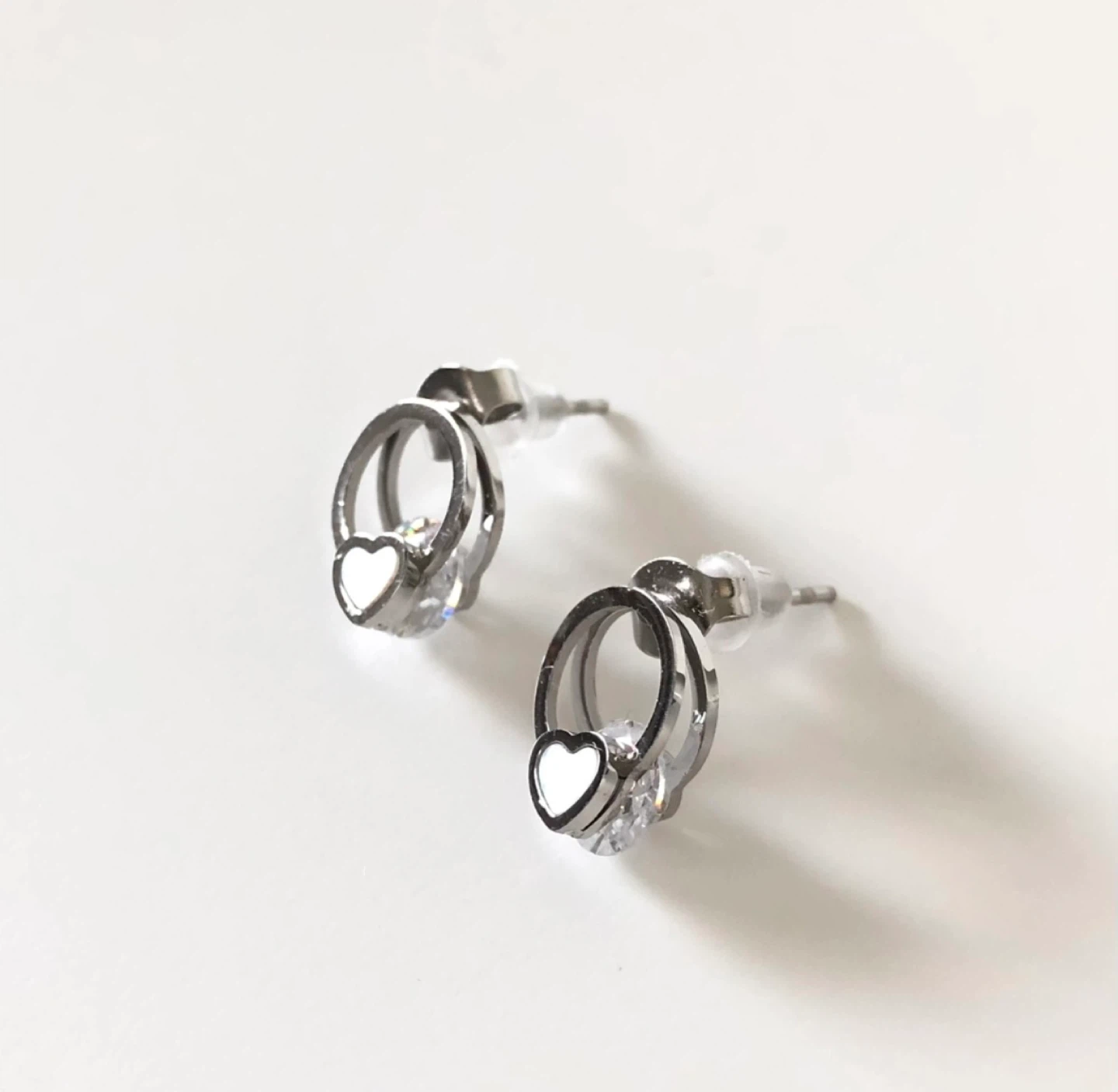 Heart shape Earrings- Silver Tone Heart Studs