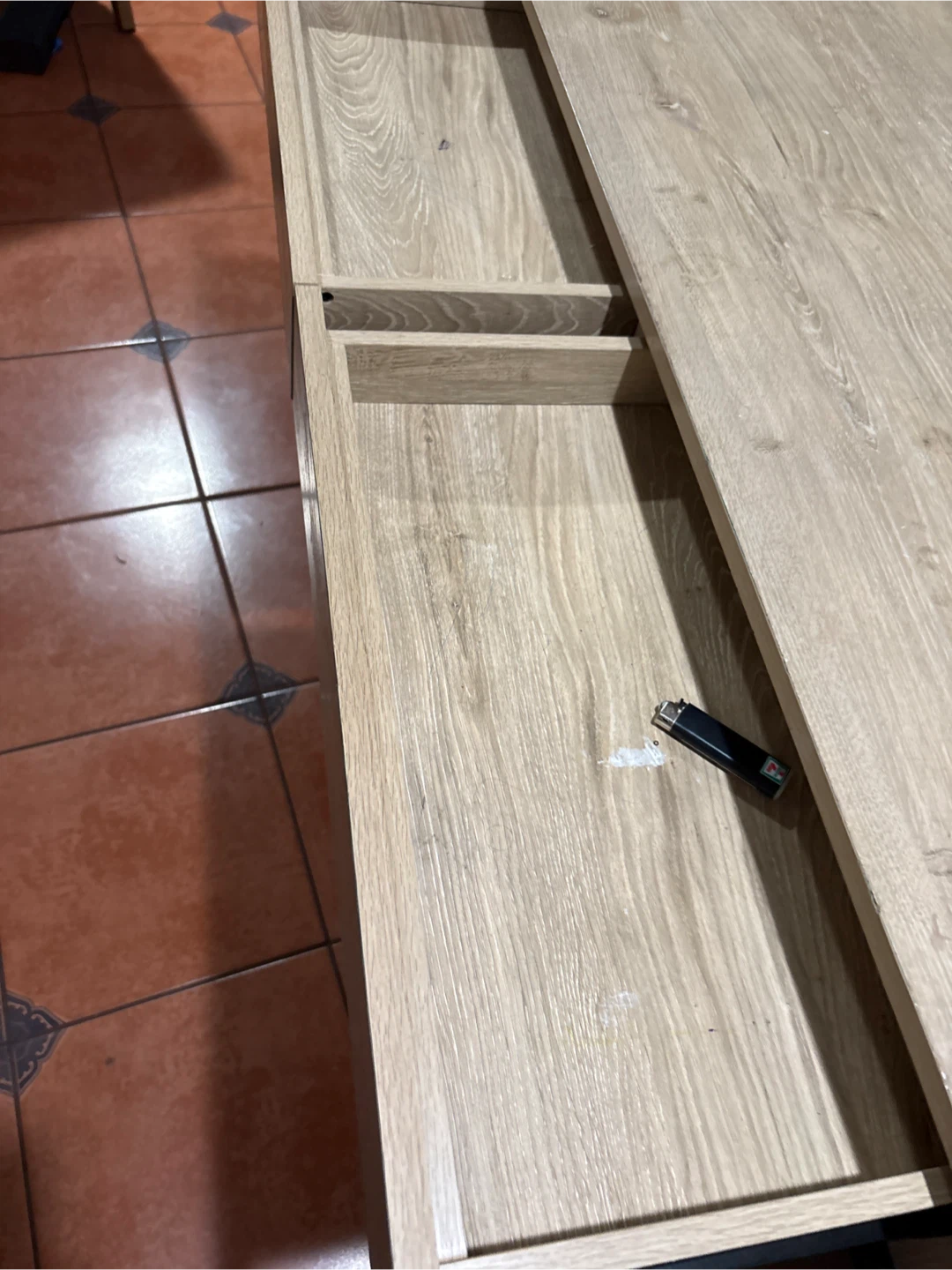 Wood Grain Desk with Built-in Power Outlet - photo 3