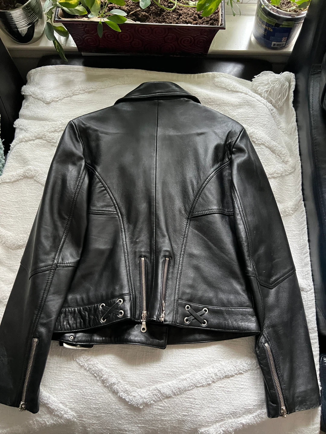 ZEBRA LEATHER Black Biker Jacket - photo 2