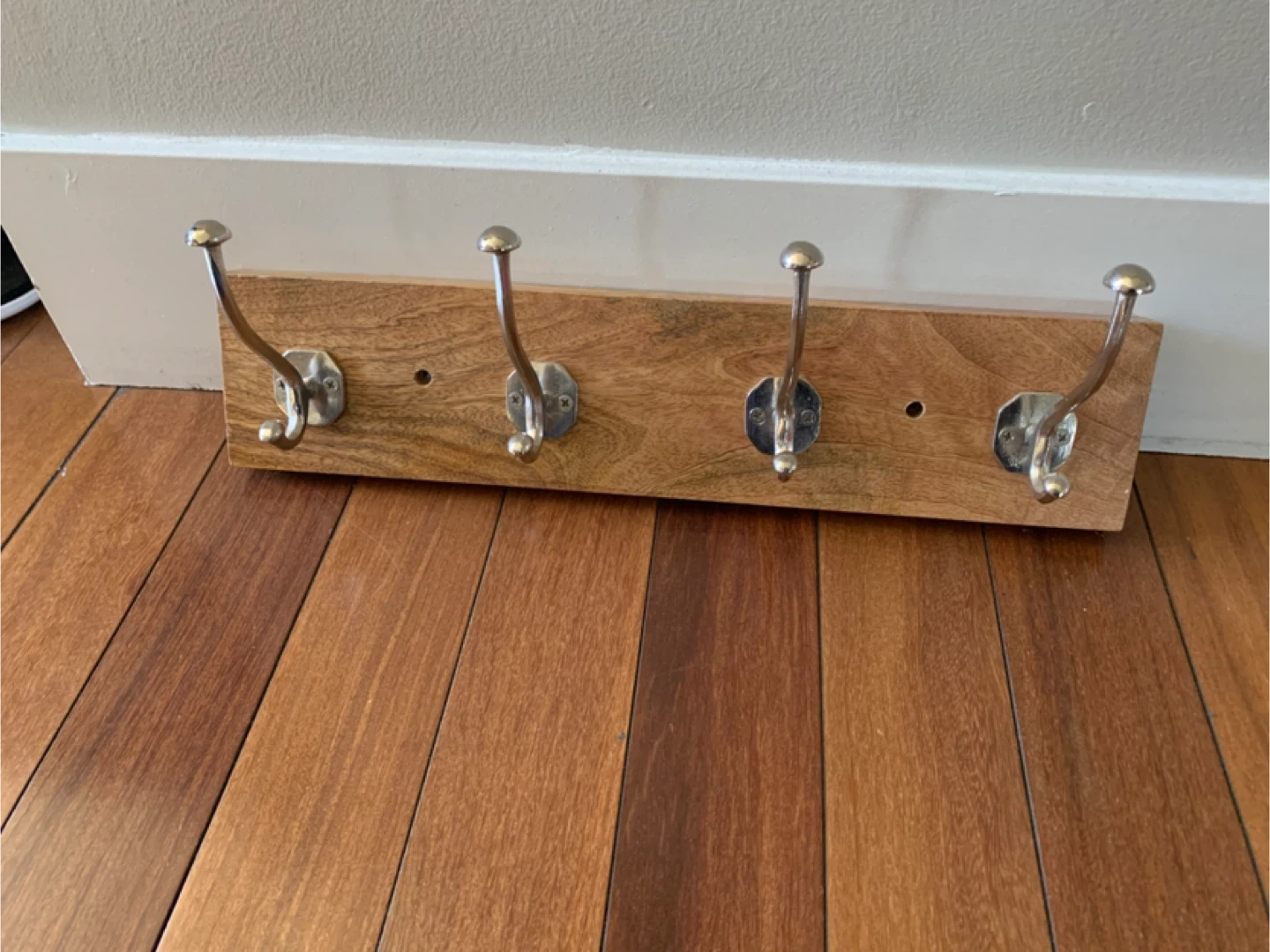 Wooden Coat Rack with 4 Hooks