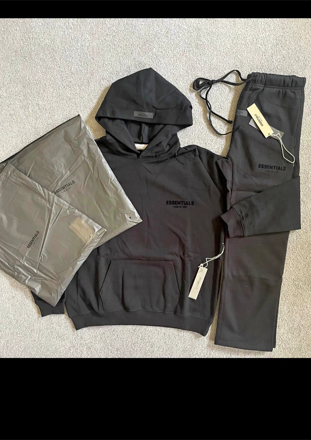 New Essentials Black Hoodie and Sweatpants Set