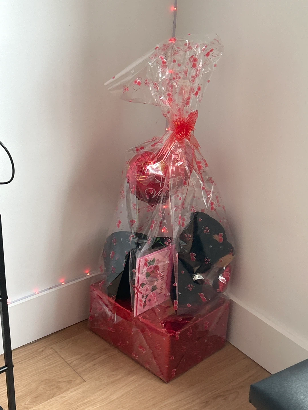 Valentine's Day Gift Basket with Heart Balloon and Card