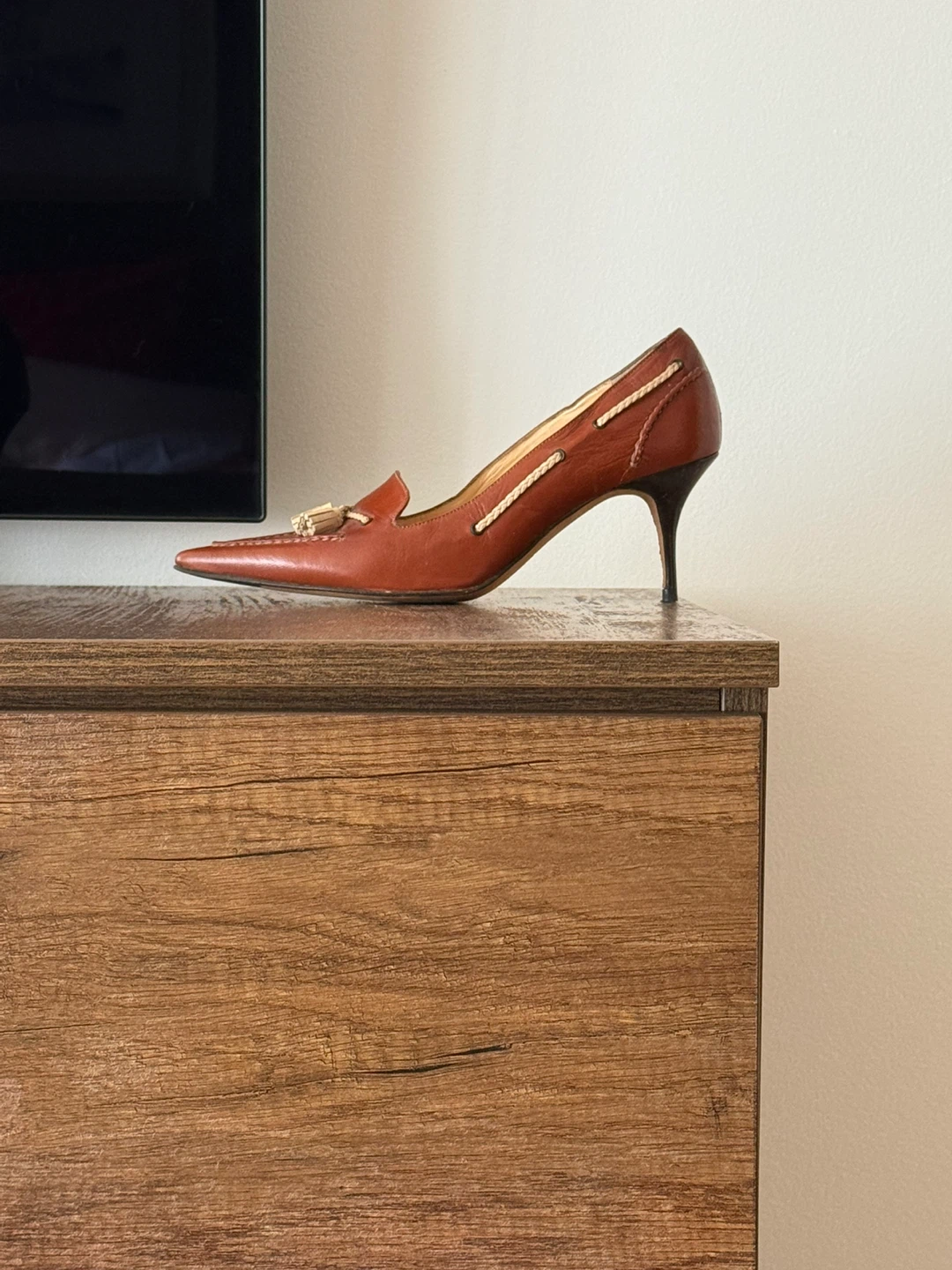 Cole Haan Tan Leather Tassel Heels - photo 4