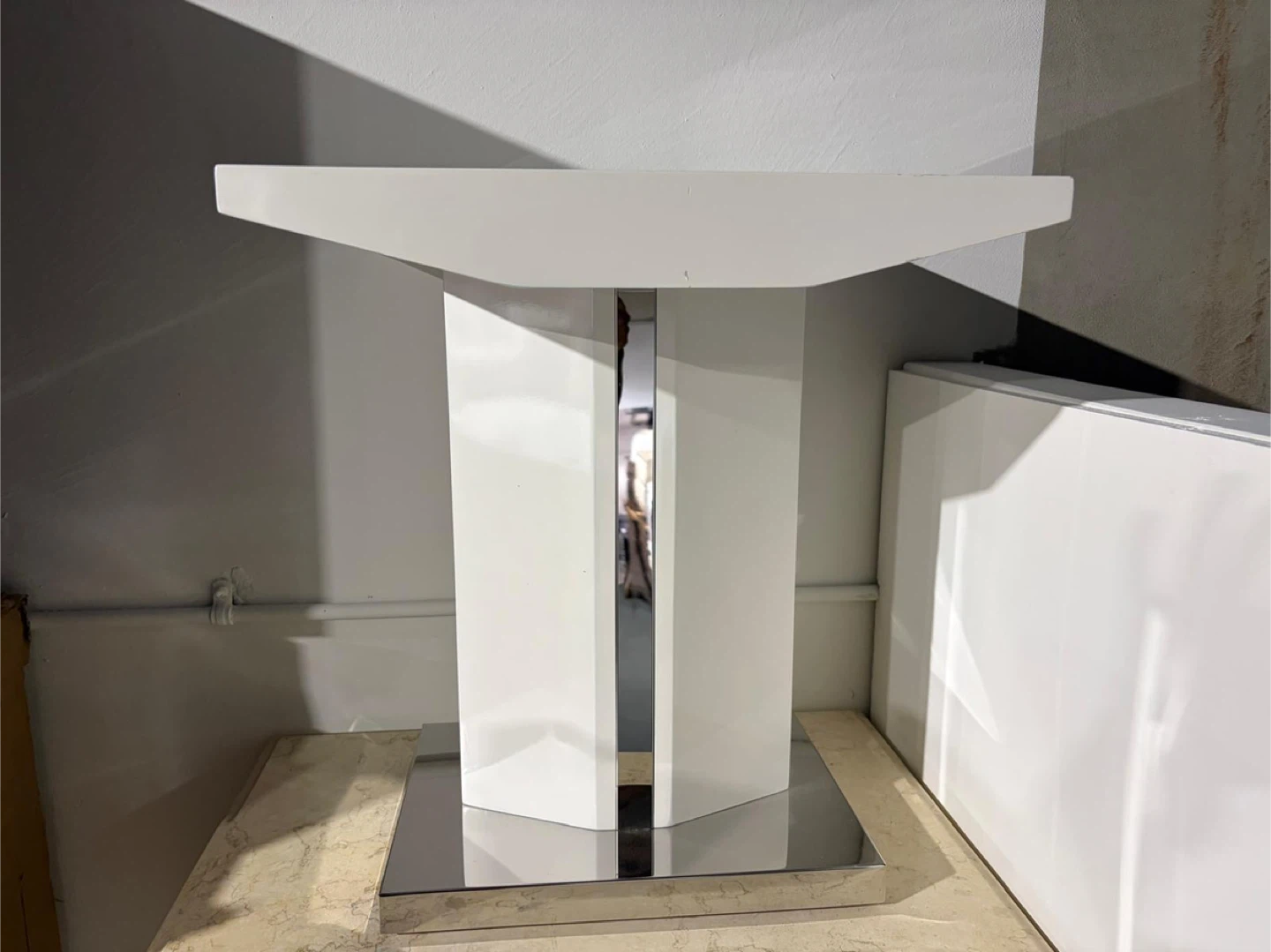Modern White Pedestal Accent Table