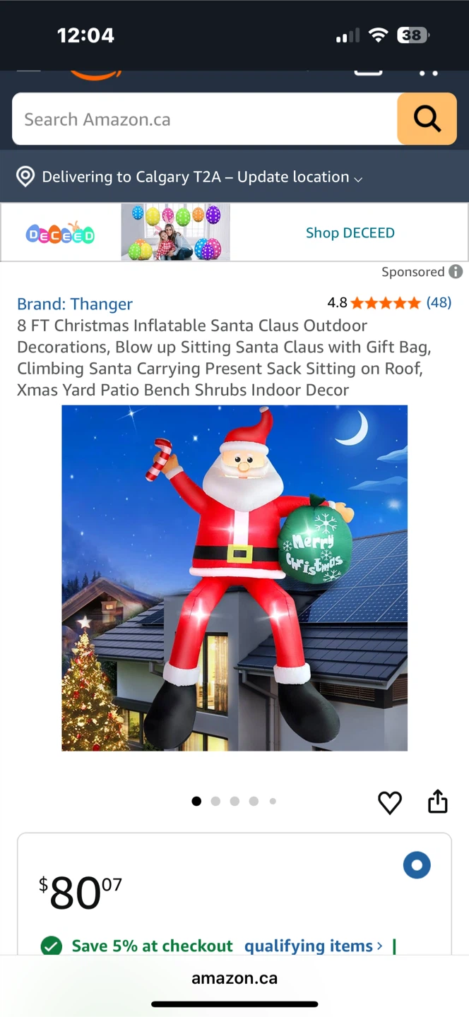 8 FT Inflatable Santa Claus Christmas Outdoor Decoration