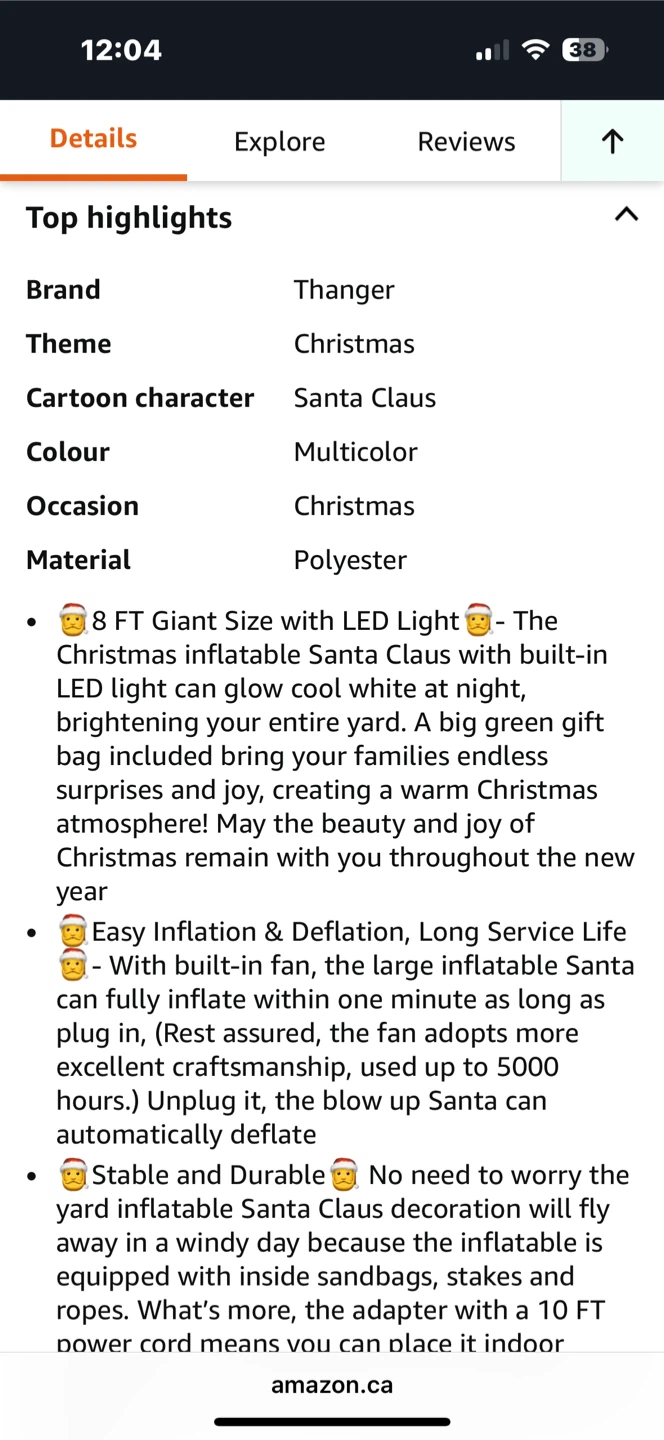 8 FT Inflatable Santa Claus Christmas Outdoor Decoration - photo 5