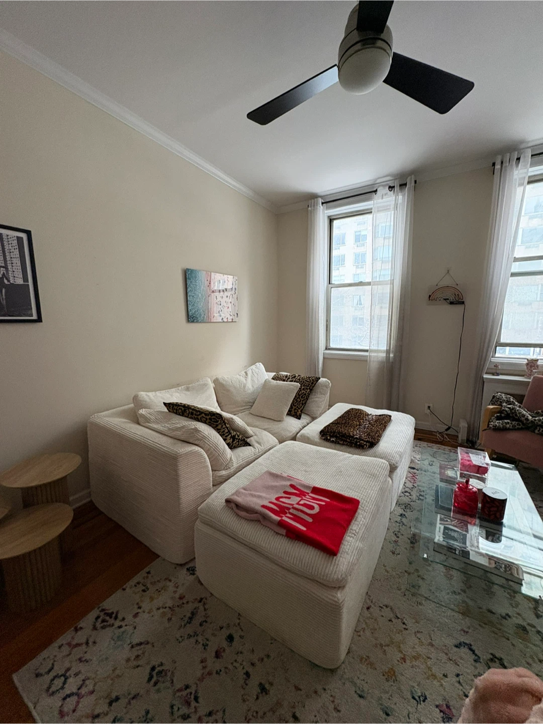 Cream Modular Sectional Sofa Couch - photo 2