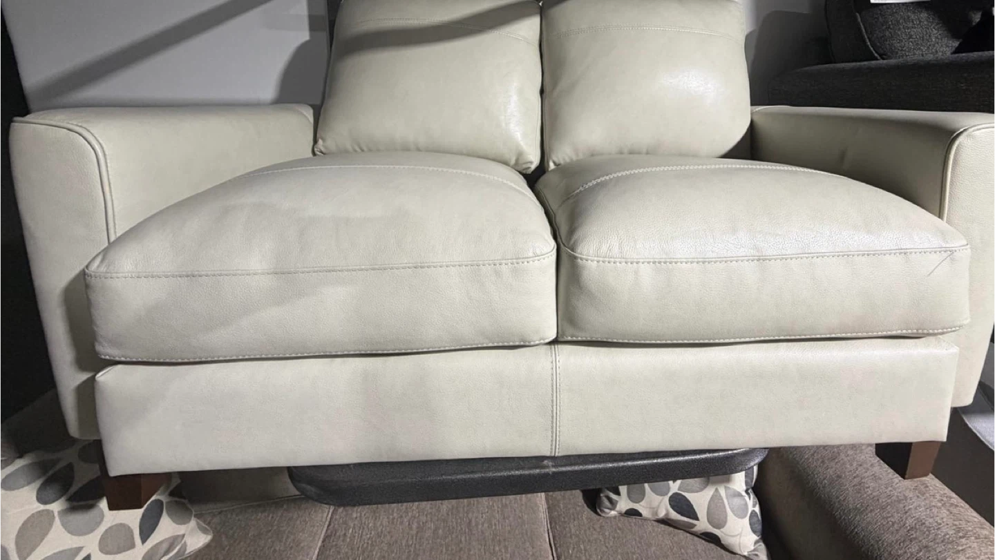 Cream 100% Leather Sofa