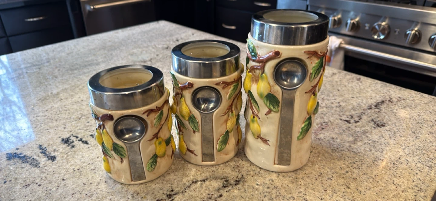 Ceramic Canisters with Spoons