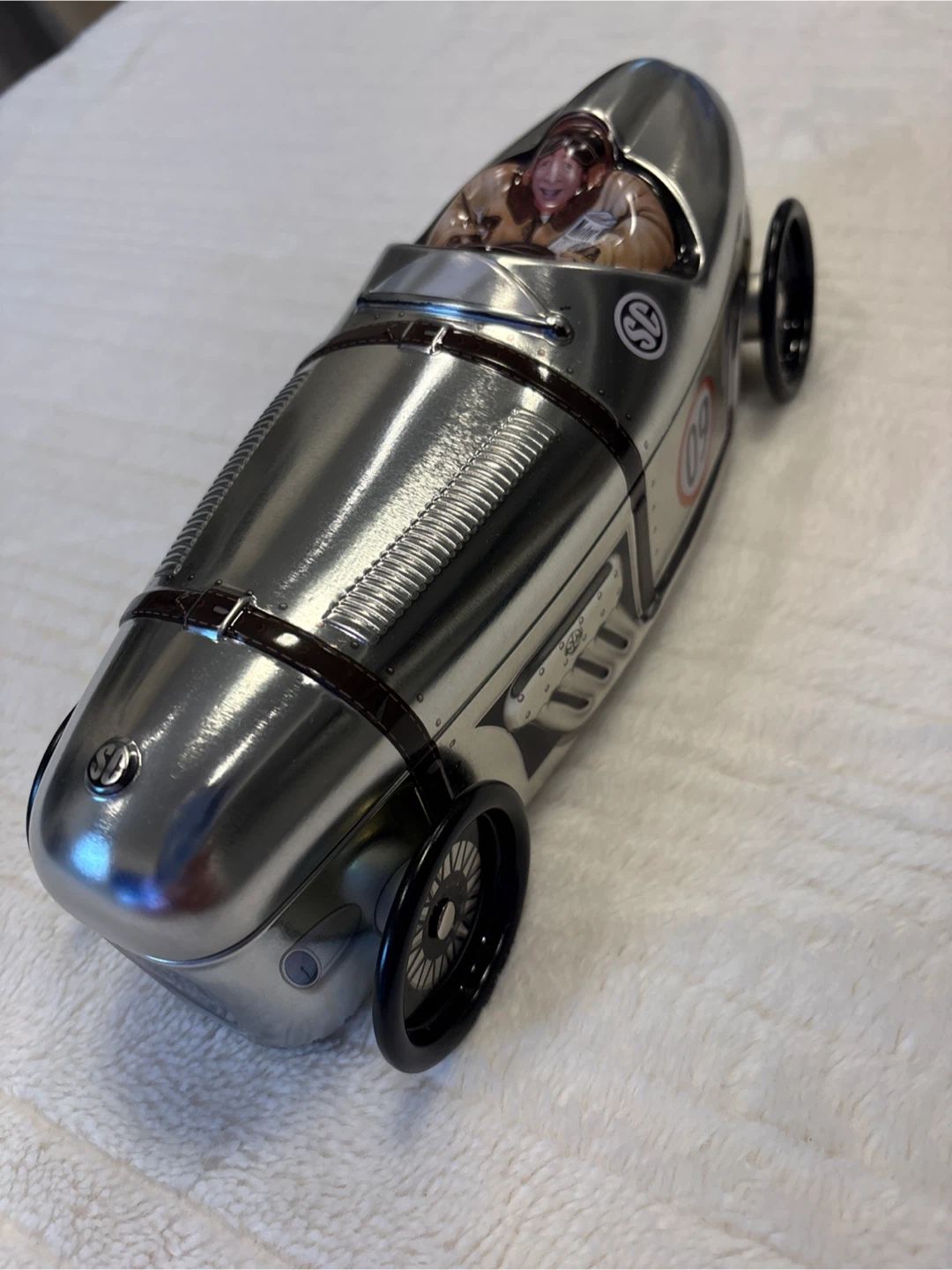 Vintage Style Tin Race Car Storage Tin