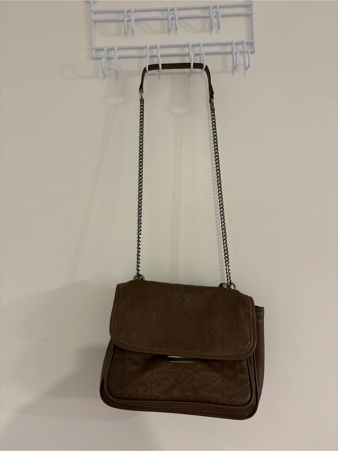 Brown Quilted Shoulder Bag with Chain Strap - photo 2