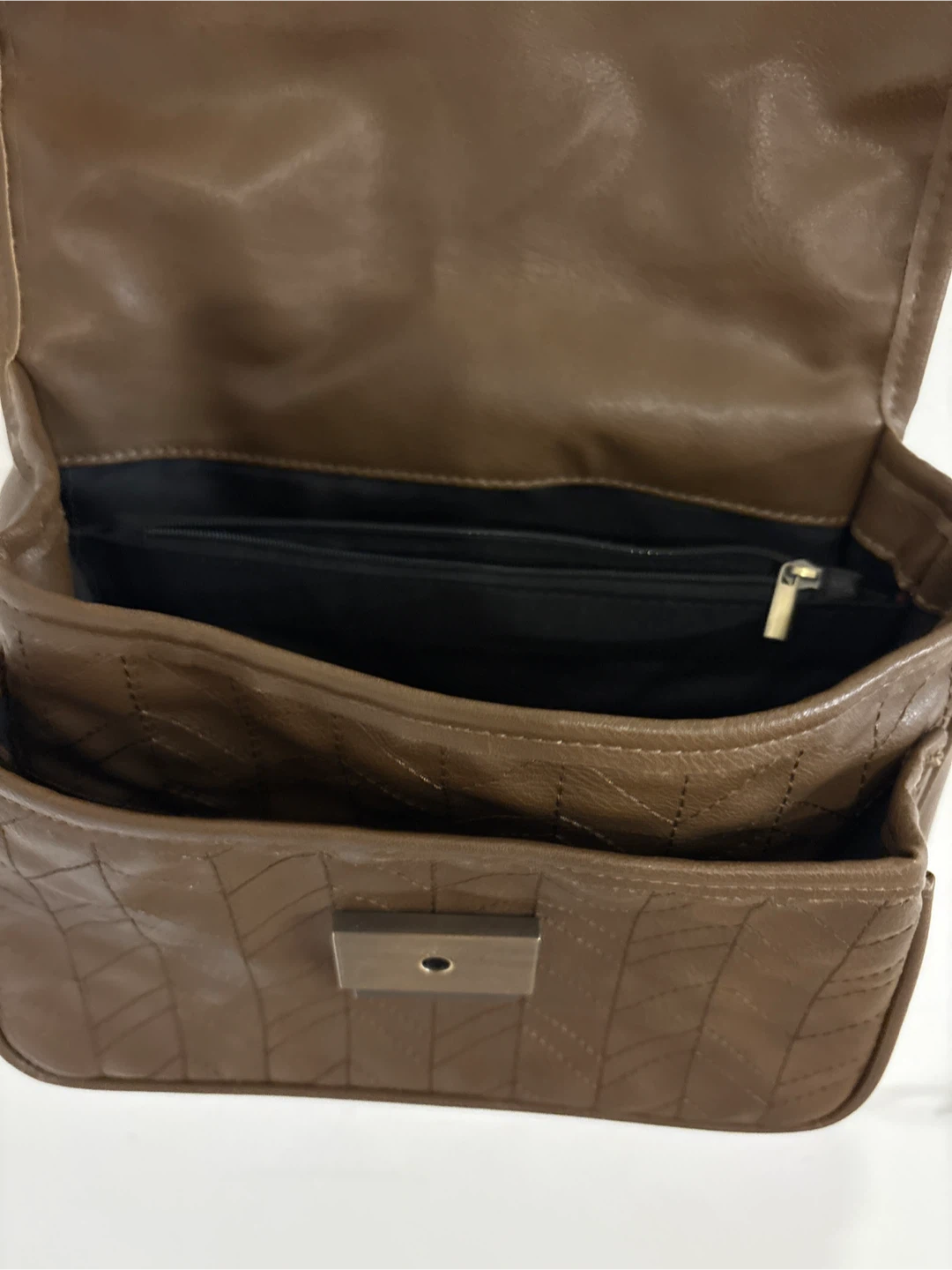 Brown Quilted Shoulder Bag with Chain Strap - photo 3