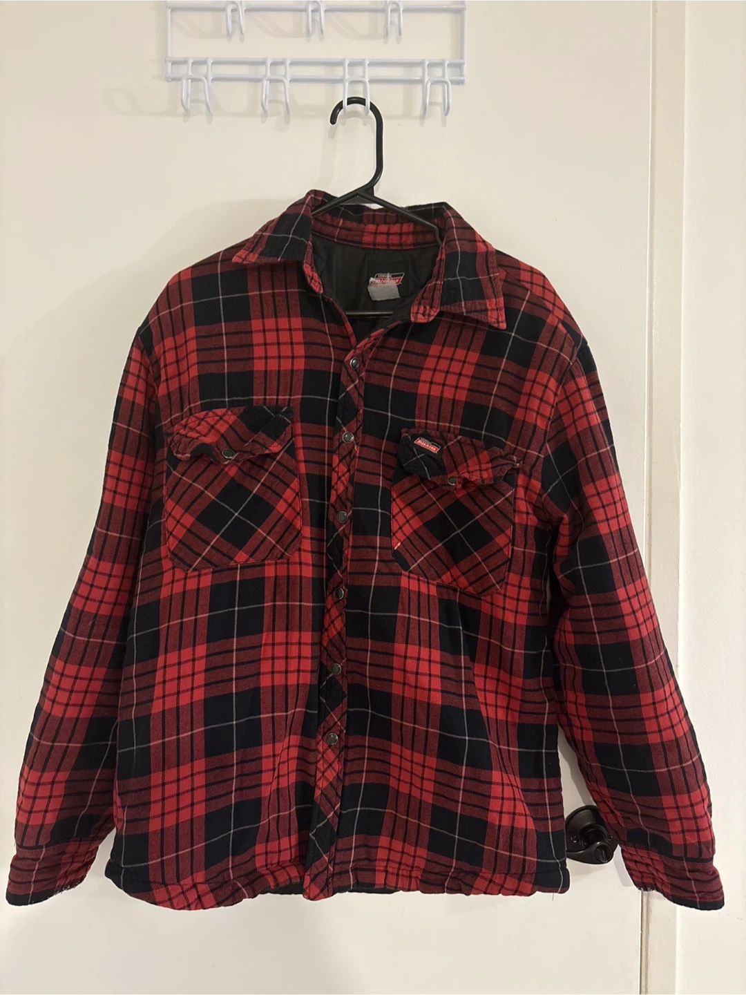 Dickies Red and Black Plaid Flannel Lined Shirt Jacket