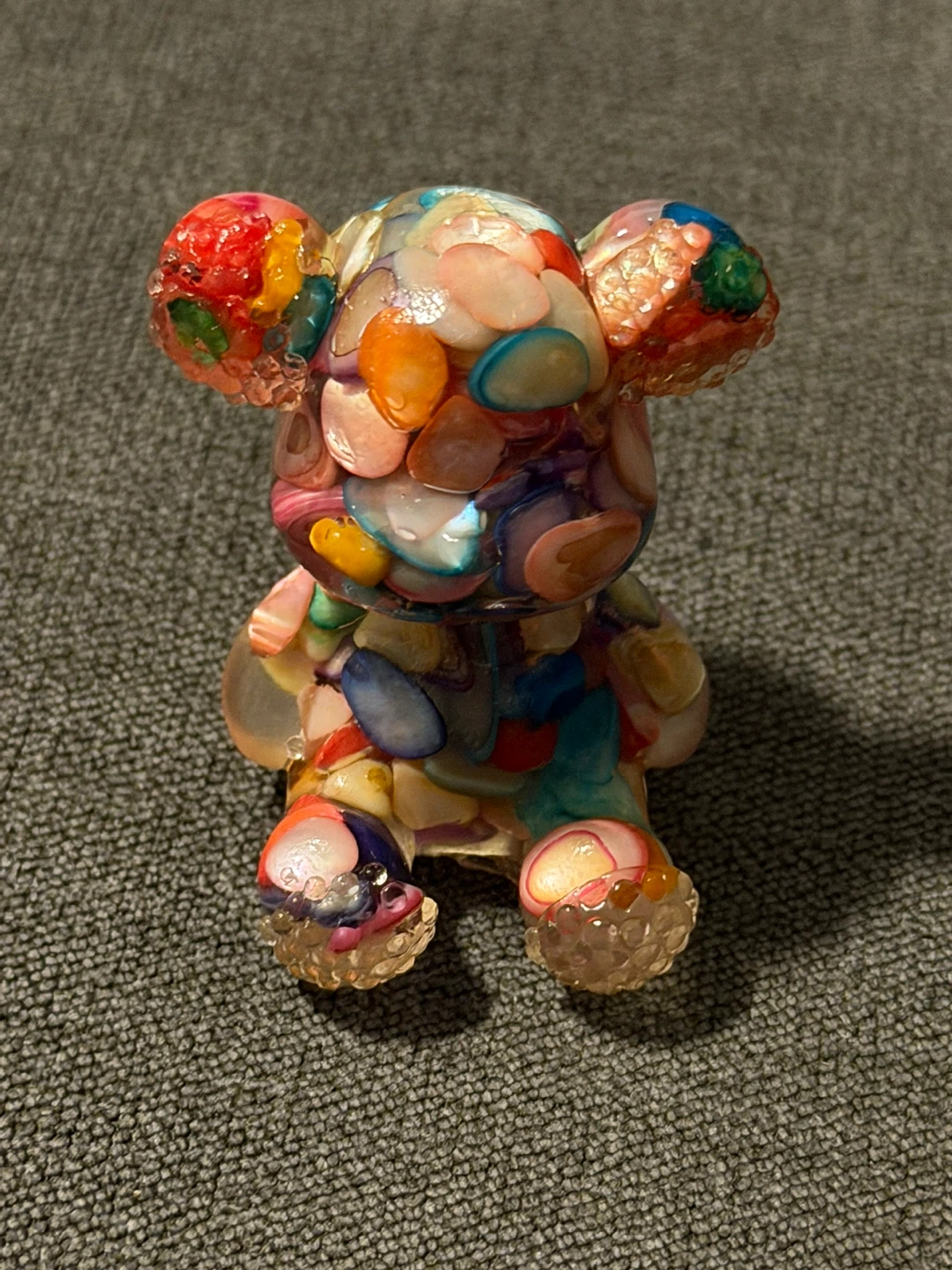 Bearbrick-style art figurine with shell and resin inlay - photo 3