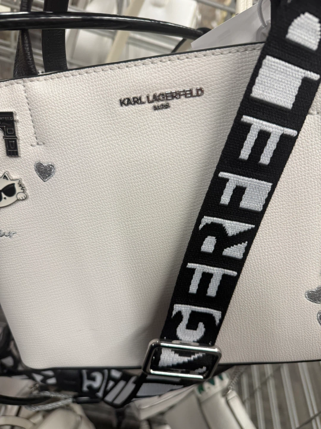 Karl Lagerfeld White Leather Handbag with Charms