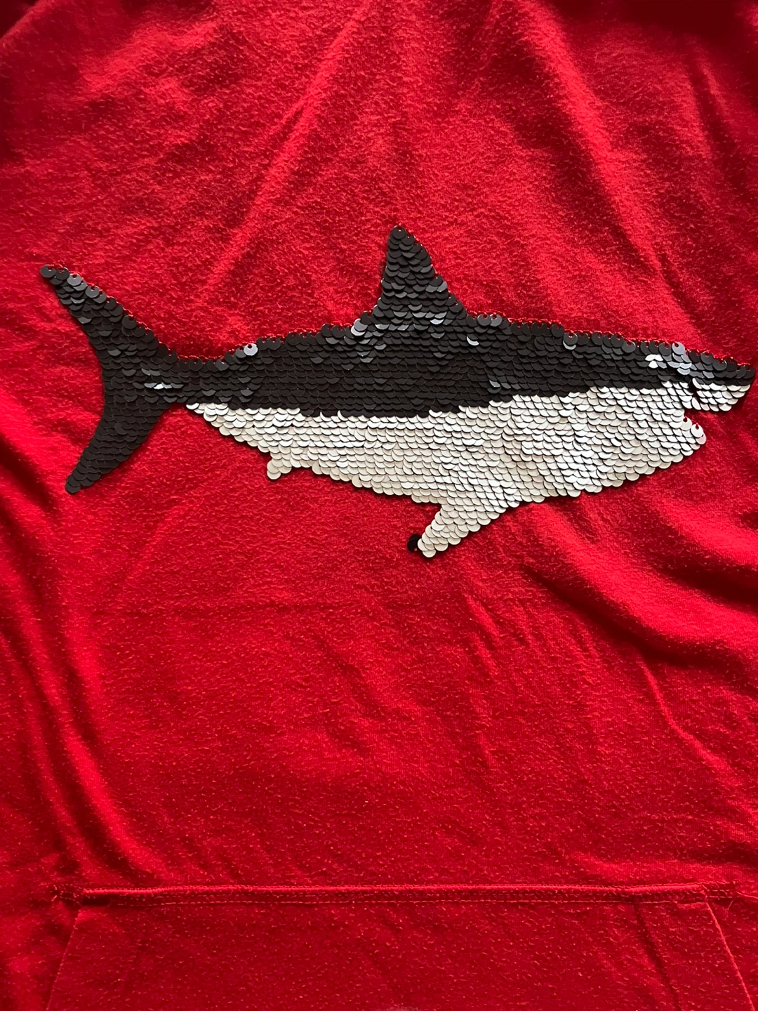 Cat & Jack Red Shark Sequin Hoodie L (12/14) - photo 3