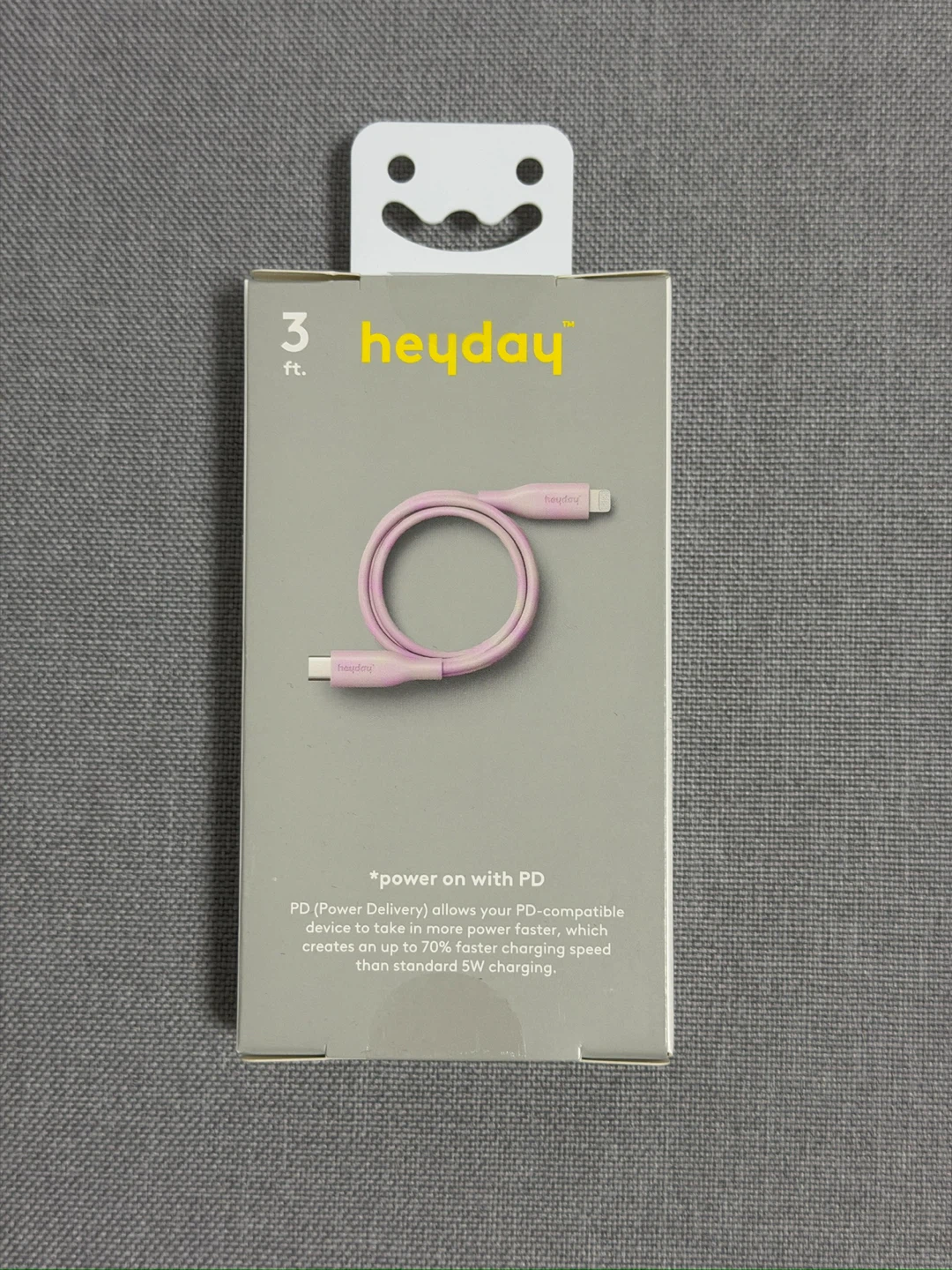 Heyday 3 ft. Lightning to USB-C Fast Charging Cable - Pink - photo 2