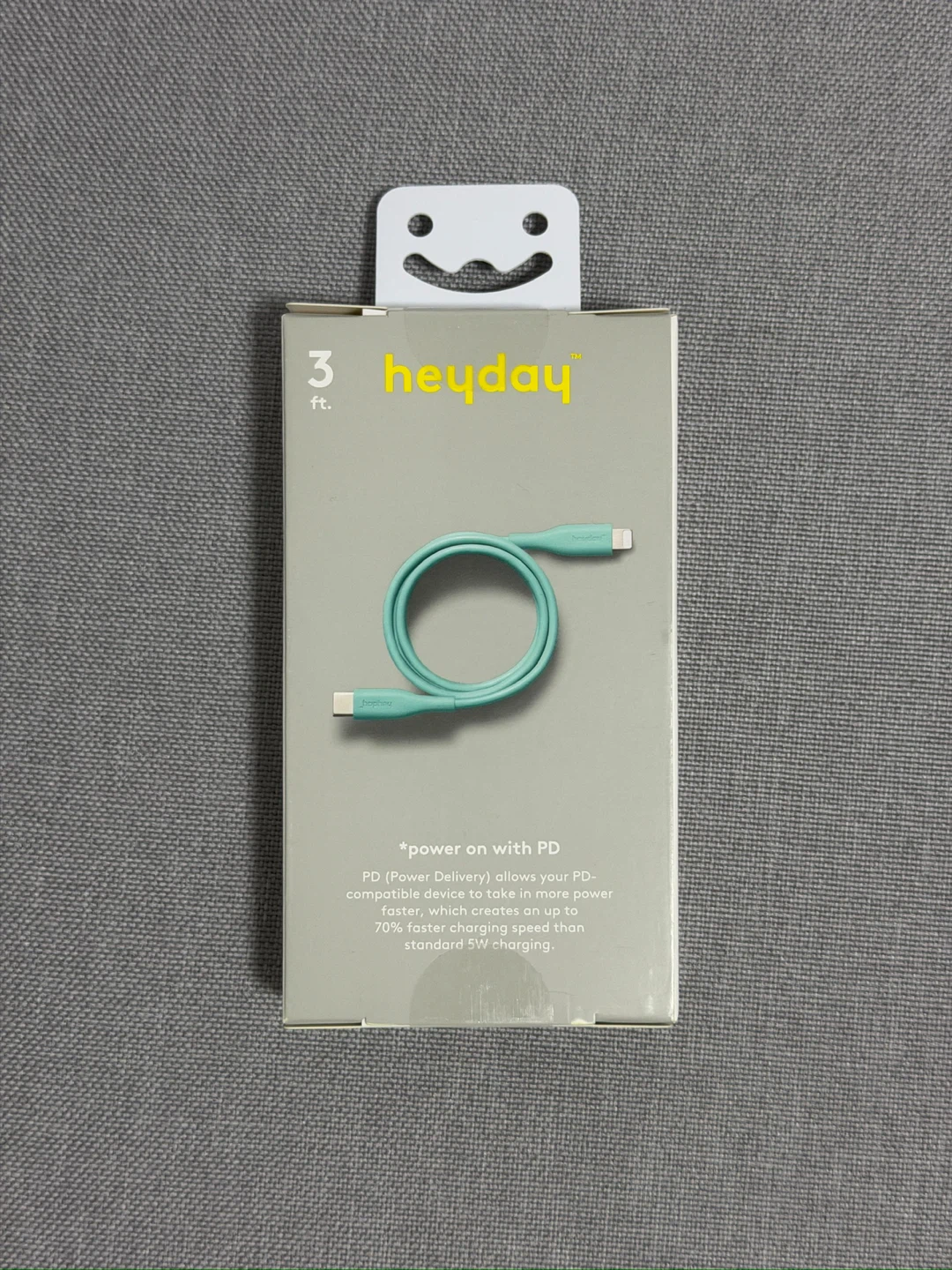 Heyday 3 ft. Lightning to USB-C Fast Charging Cable - Teal - photo 2