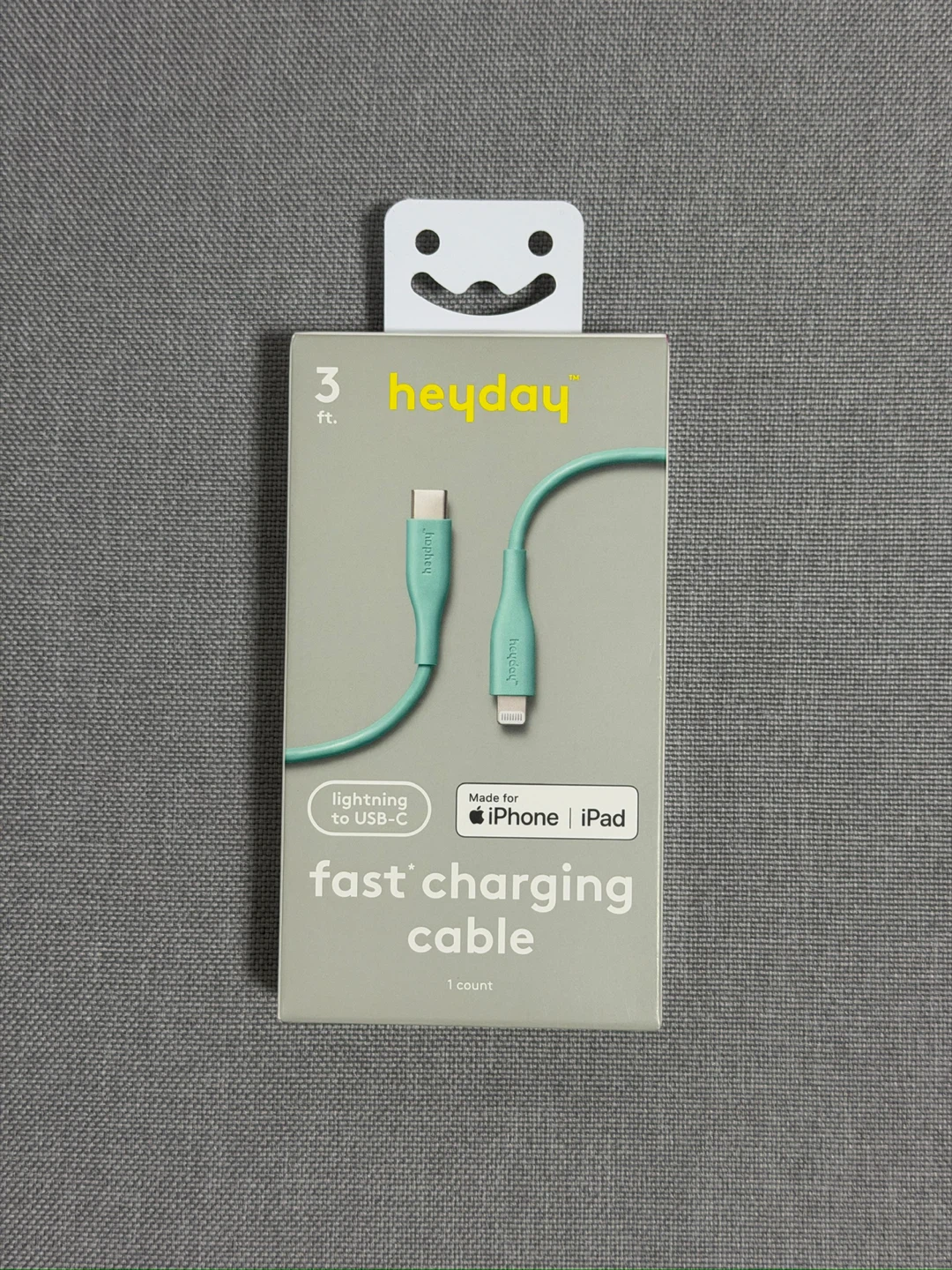 Heyday 3 ft. Lightning to USB-C Fast Charging Cable - Teal