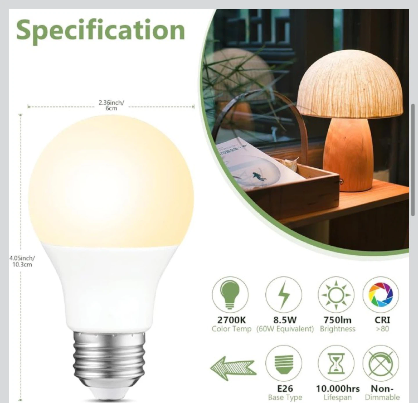A19 LED Bulbs - 8.5W, 750lm, 2700K, Dimmable - photo 3