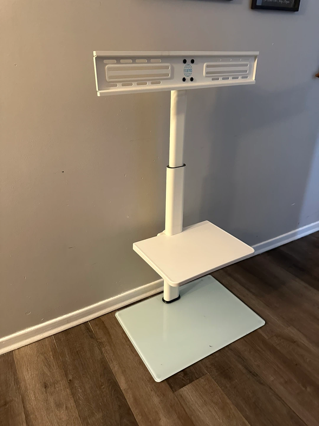 White TV Stand with Shelf