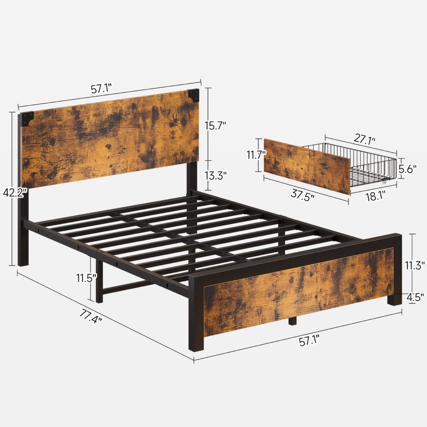 Full Bed Frame with Storage - photo 3