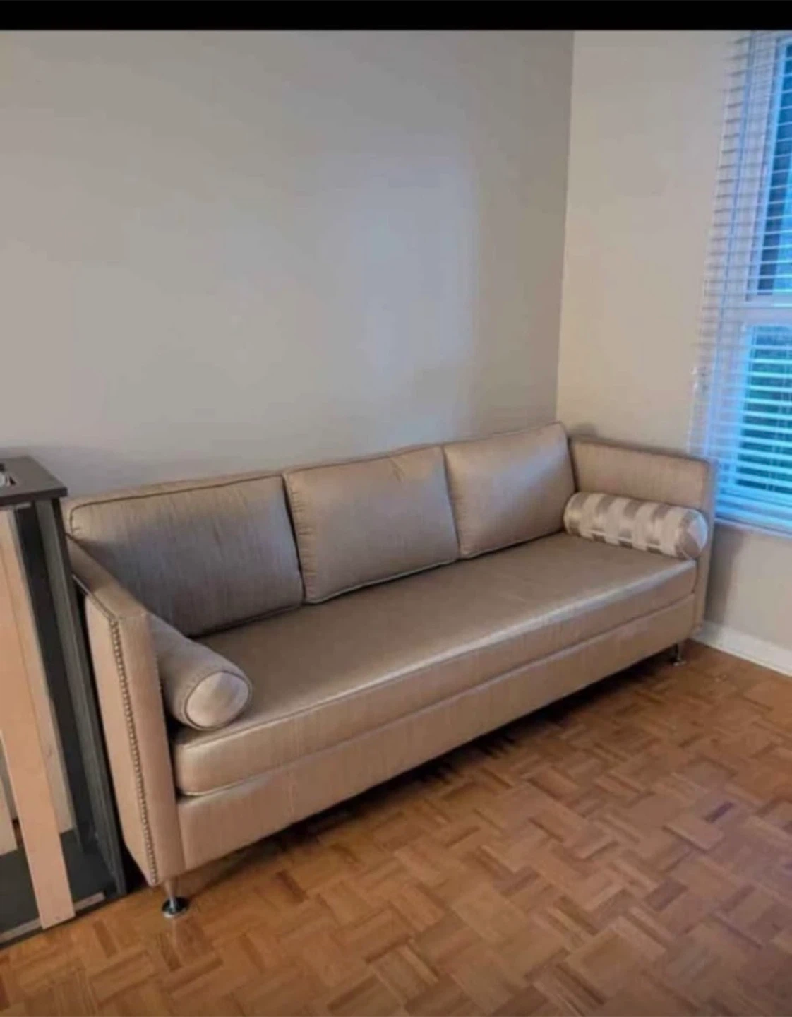 Beige Sofa with Studded Accents - photo 2