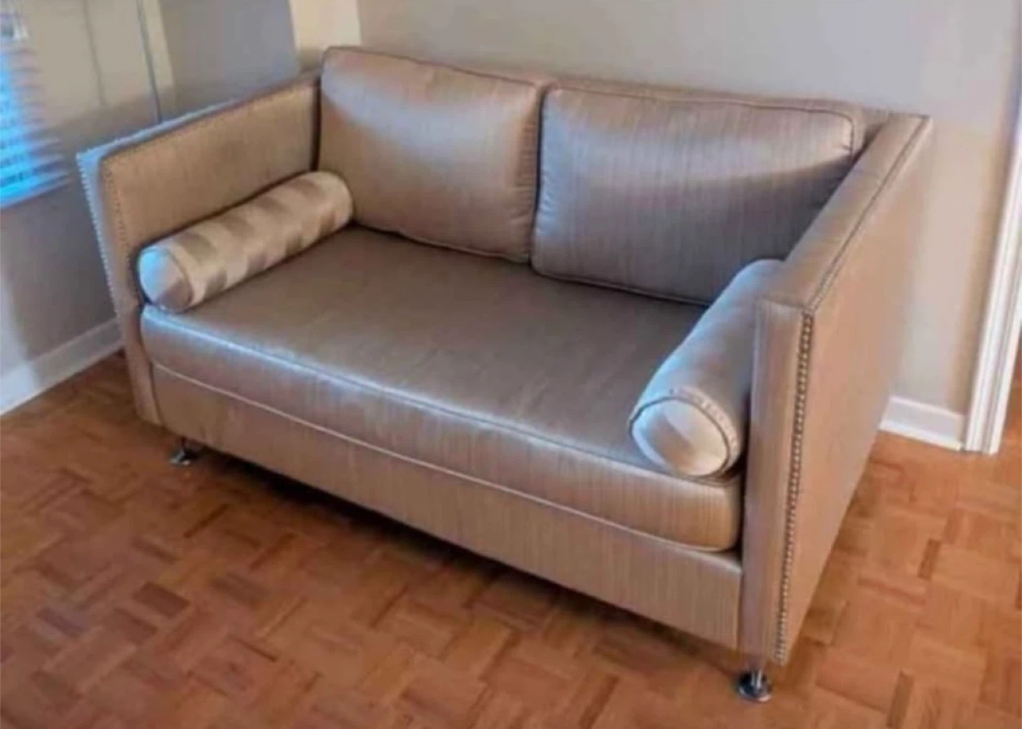 Beige Sofa with Studded Accents