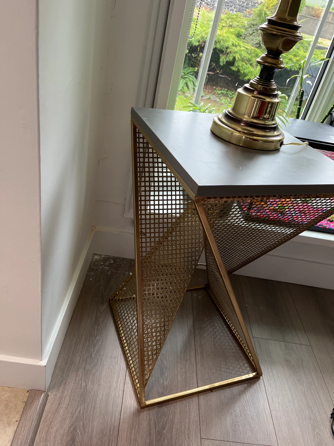 Modern Geometric Side Table - Gold Metal Base - photo 2