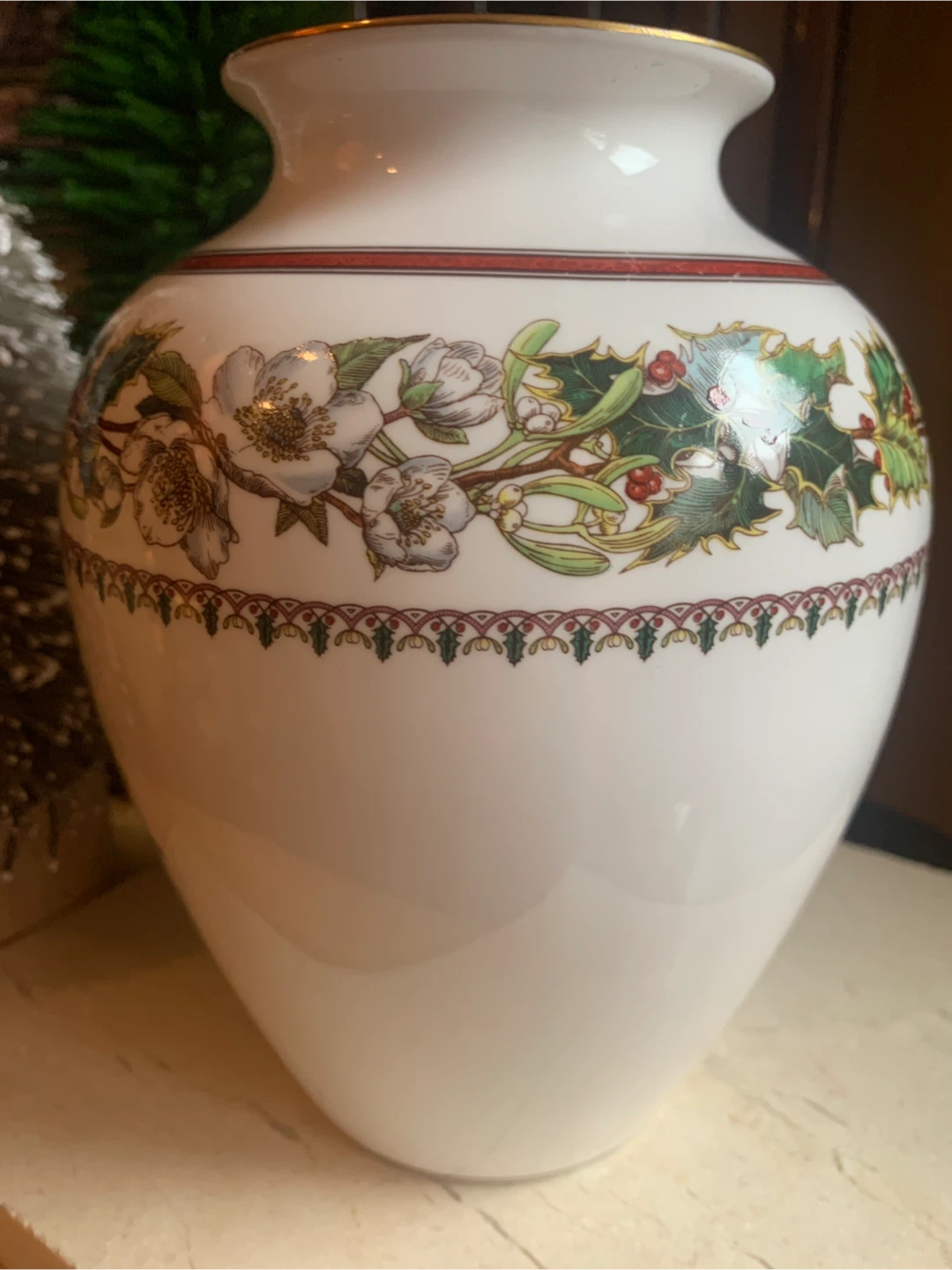 Spode Christmas Rose Vase Fine Bone China England - photo 5