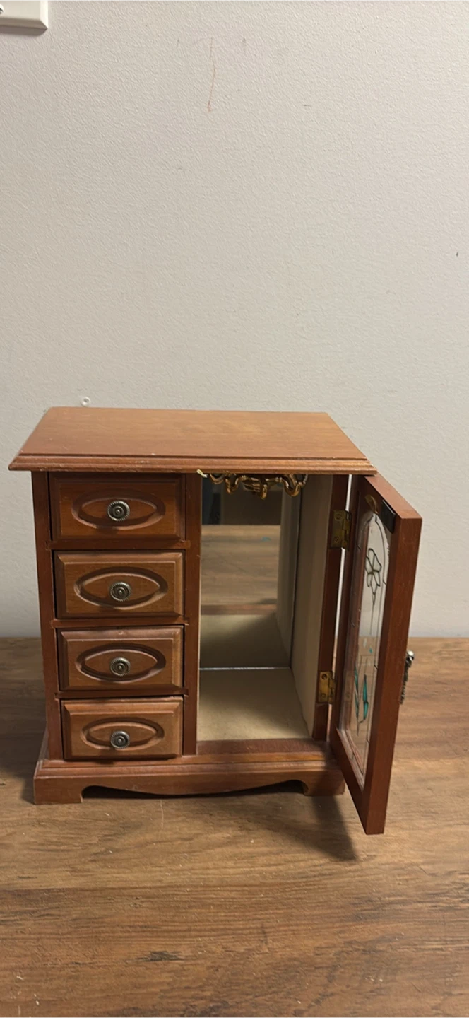 Wooden Jewelry Box with 4 Drawers and Stained Glass Door - photo 5