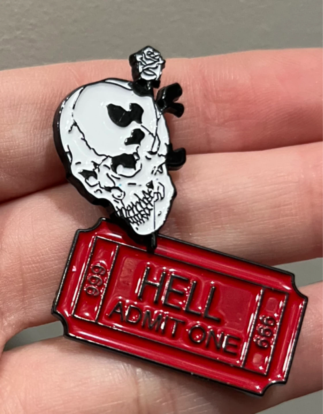 🆕Skull & Hell Admit One Enamel Pins