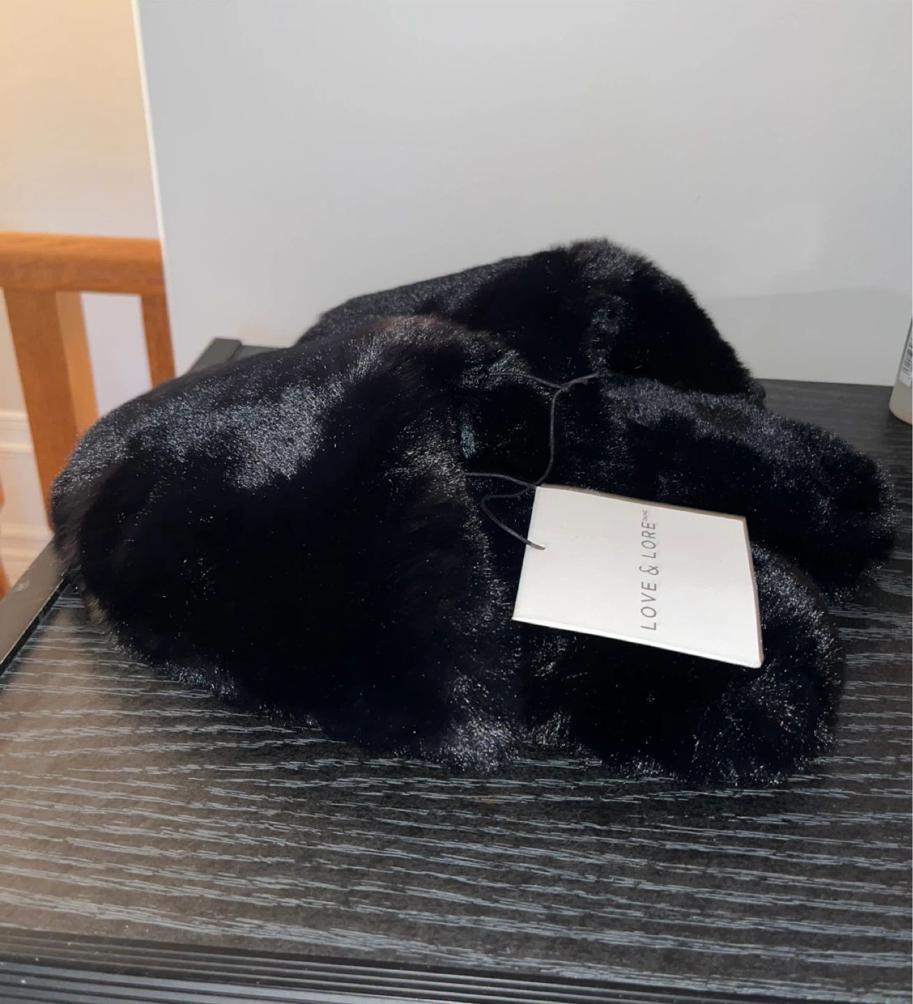 🆕LOVE & LORE Faux Fur Slippers - Black - S/M