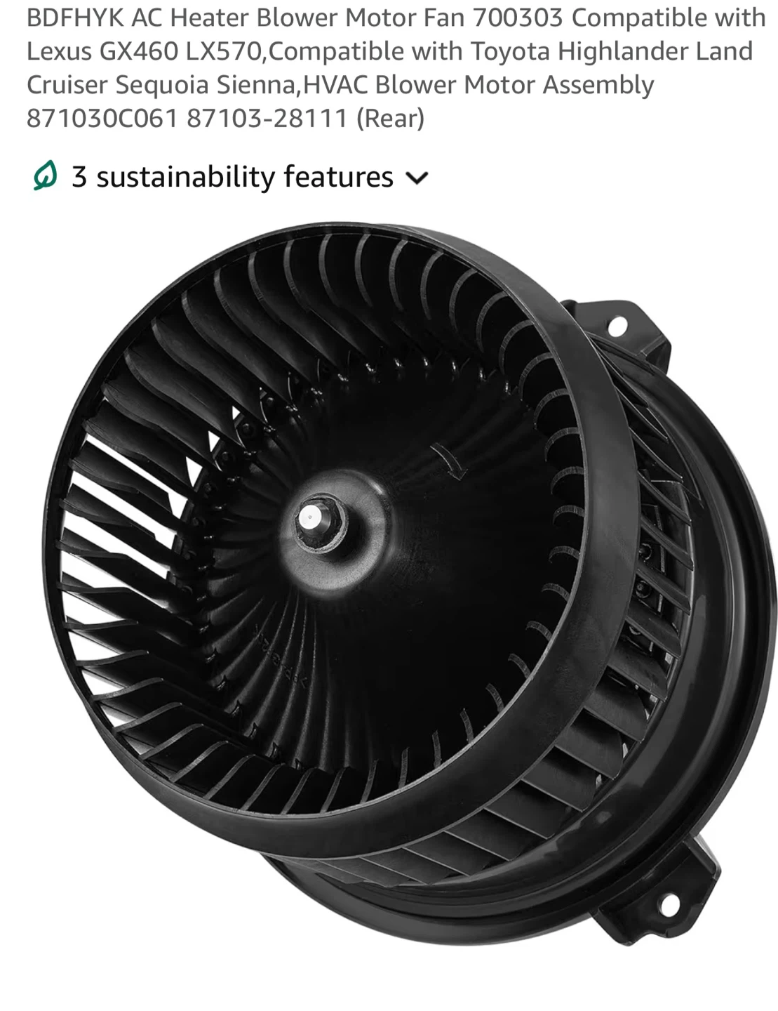 AC Heater Blower Motor Fan 700303 Lexus, Toyota, Land Rover ACB